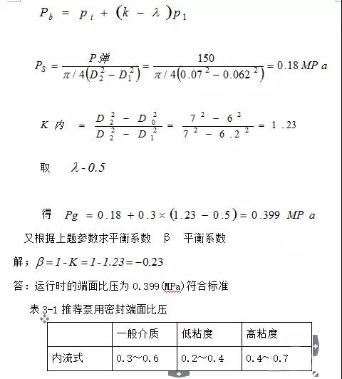  Main performance parameters of mechanical seal